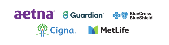 Dental insurance logos for Aetna Guardian Blue Cross Blue Shield Cigna and MetLife