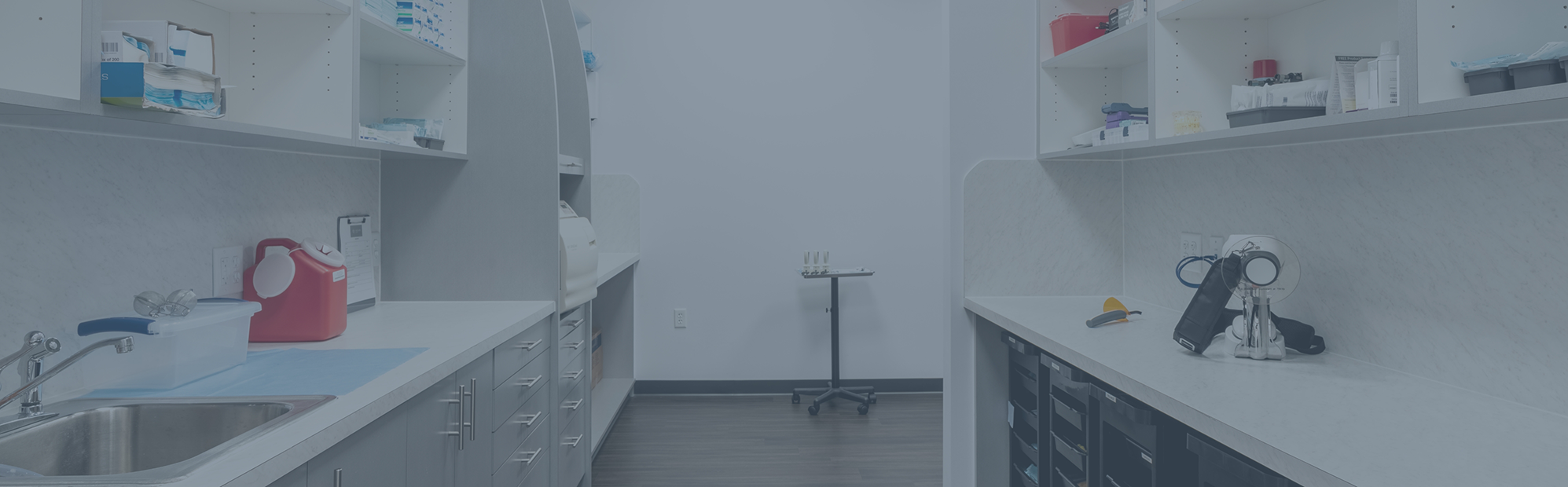 Room in a dental office for storage and cleaning dental supplies