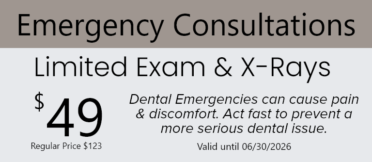 Emergency consultations limited exam and x rays 49 dollars valid 