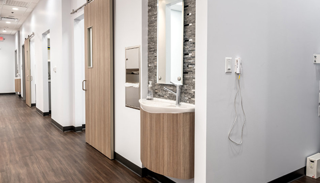 Sink in hallway of dental office