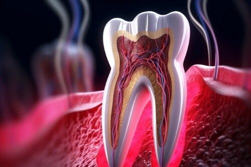 Illustrated tooth showing the nerves inside of it